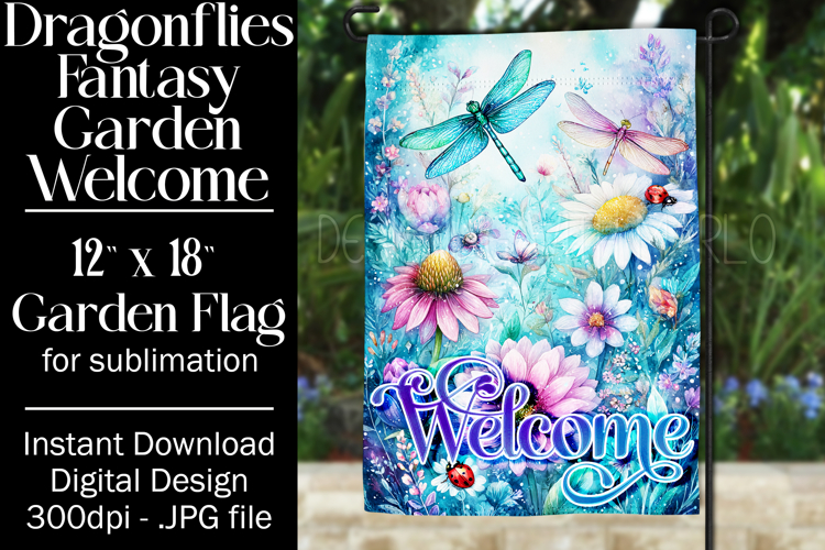 Dragonflies Garden Flag, Fantasy Garden Welcome Flag, f20