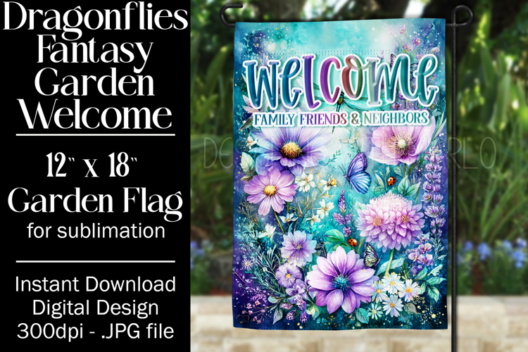 Dragonflies Garden Flag, Fantasy Garden Welcome Flag, f25
