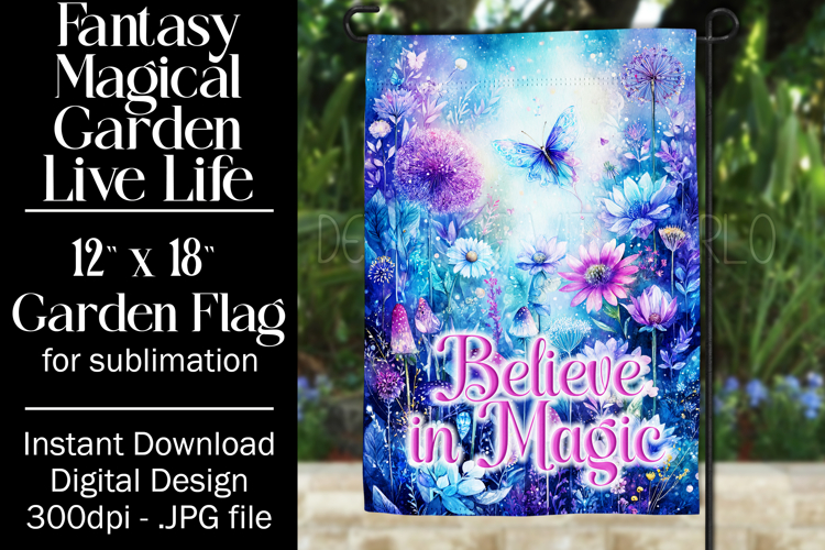 Magical Garden Flag, Sublimation Fantasy Garden Flag Design