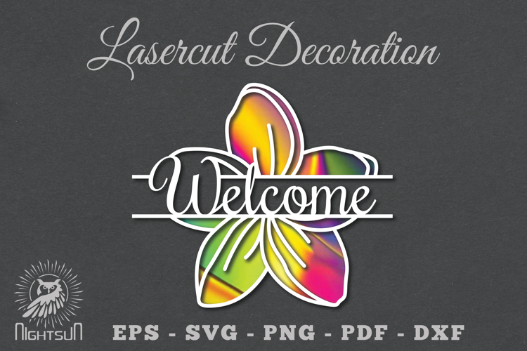 Welcome Flower Laser Cut SVG