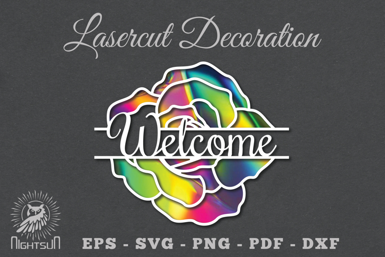 Welcome Flower Laser Cut SVG