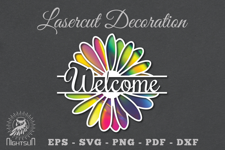Welcome Flower Laser Cut SVG