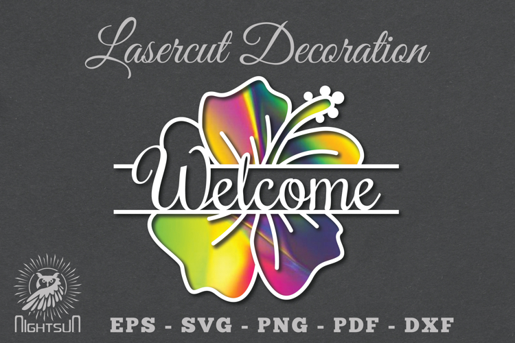 Welcome Flower Laser Cut SVG