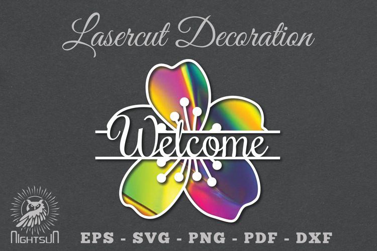 Welcome Flower Laser Cut SVG