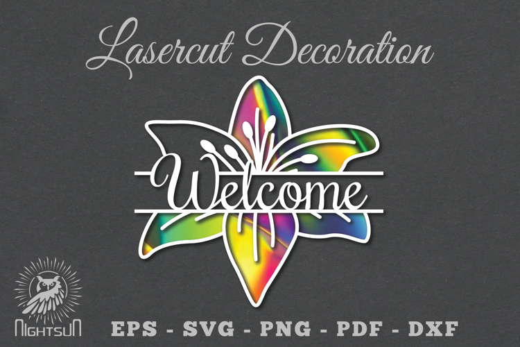 Welcome Flower Laser Cut SVG