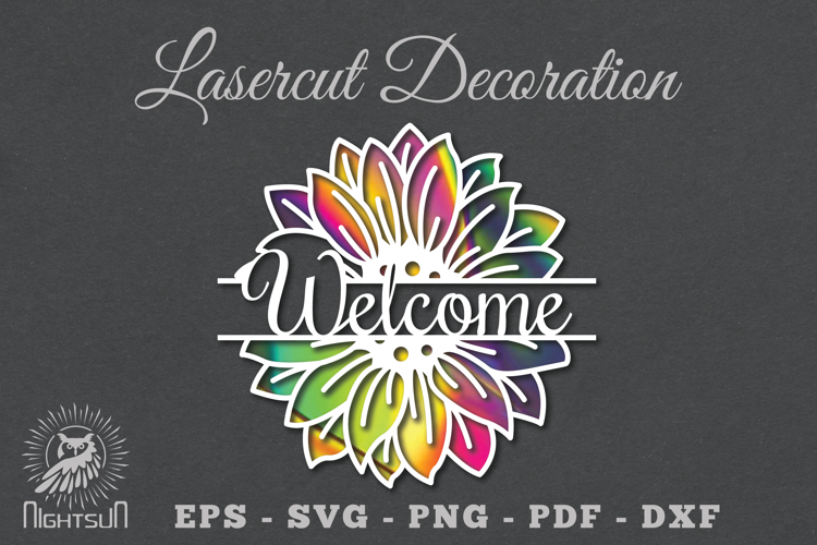 Welcome Flower Laser Cut SVG
