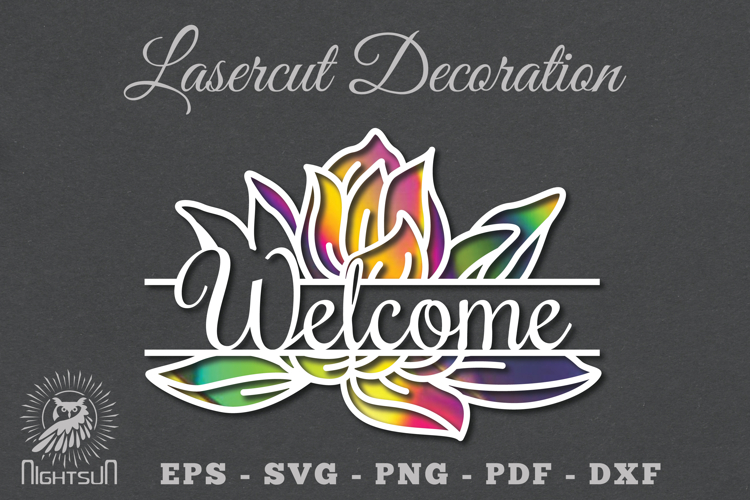 Welcome Flower Laser Cut SVG