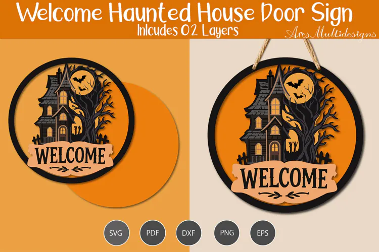 welcome haunted house door sign
