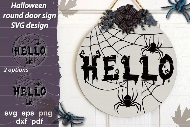 Hello door sign svg| Halloween sign svg| Welcome sign svg