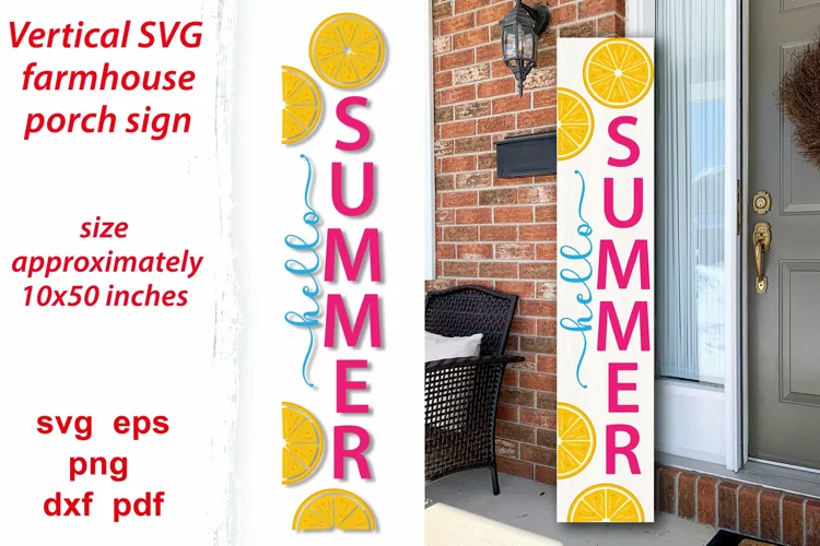 Vertical summer porch sign svg| Hello summer svg| orange svg
