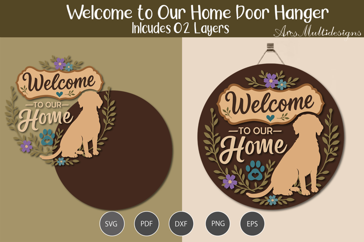 Dog Welcome Door Hanger SVG