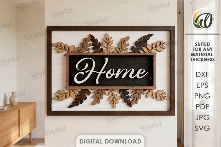 3D Home Sign Laser Cut. Wall Decor SVG