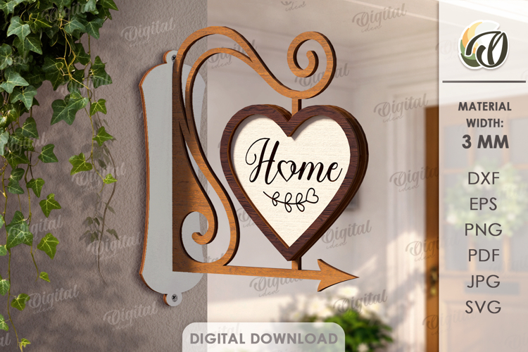 3D Welcome Home Wall Hanger Laser Cut. Home Sign SVG