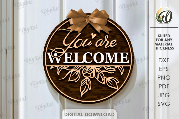 3D Welcome Decor Laser Cut. Round Sign. Wall Decor SVG