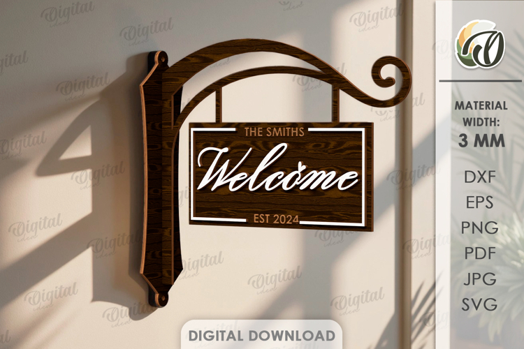 3D Welcome Decor Laser Cut. Welcome SIgn. Wall Sign SVG