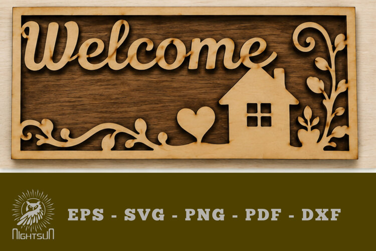 Welcome Lasercut Decoration SVG example image 1