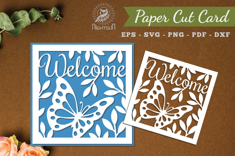 Welcome Papercut Card SVG