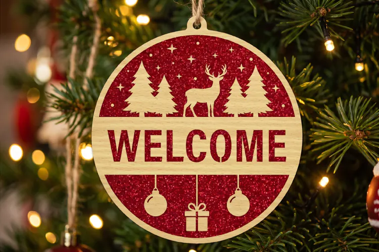 Welcome Reindeer Christmas Ornament SVG,Laser Cut File