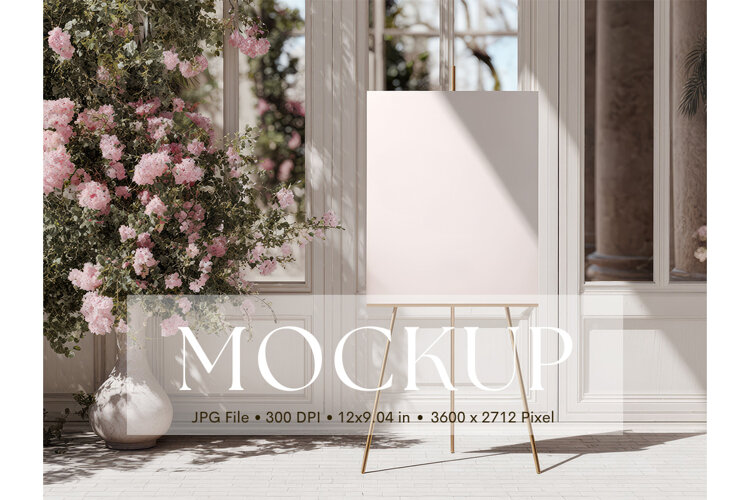 Welcome Sign Mockup Photo Frame Wedding Sign Canvas Mockup example image 1