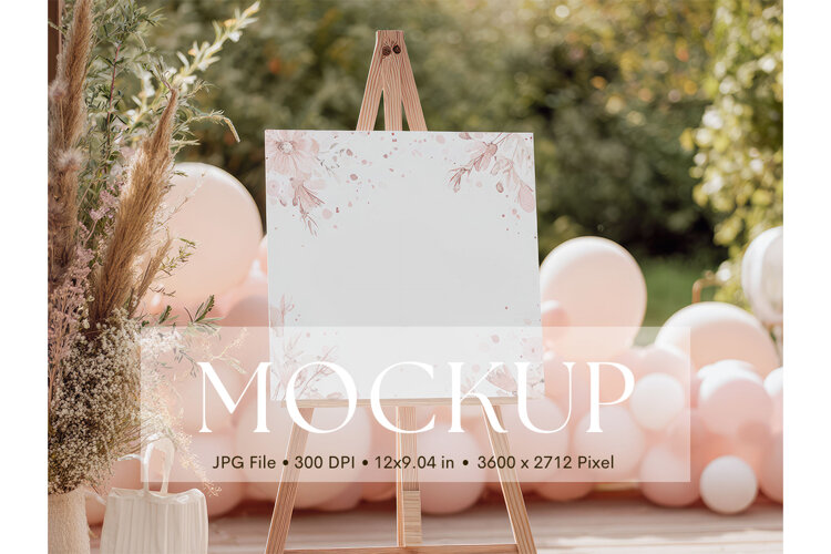 Welcome Sign Mockup Photo Frame Wedding Sign Canvas Mockup example image 1