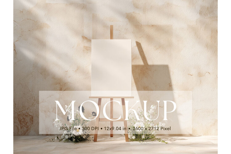Welcome Sign Mockup Photo Frame Wedding Sign Canvas Mockup example image 1