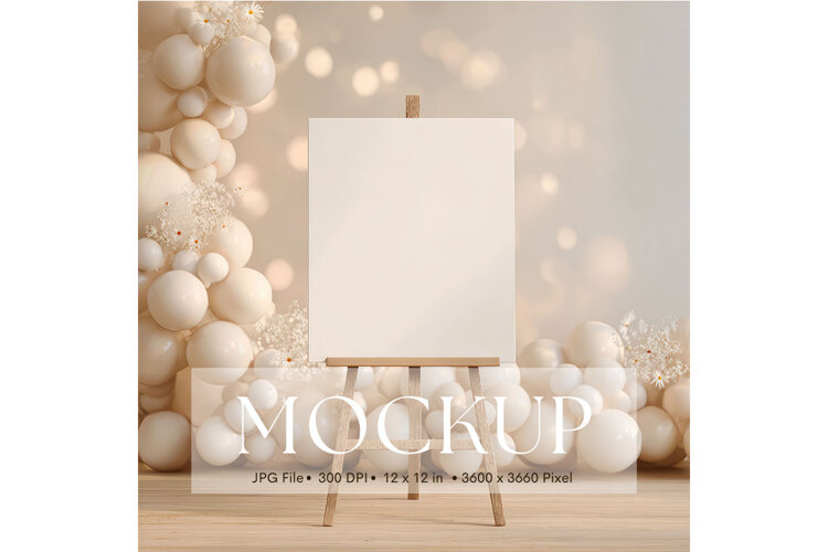 Welcome Sign Mockup Photo Frame Wedding Sign Canvas Mockup example image 1