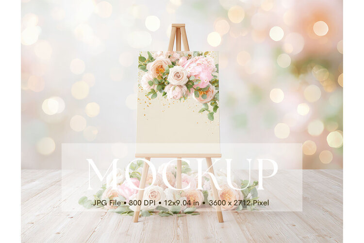 Welcome Sign Mockup Photo Frame Wedding Sign Canvas Mockup example image 1