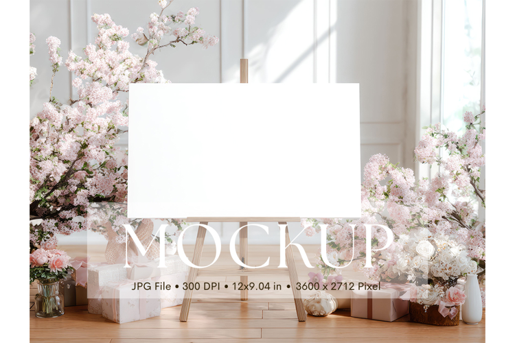 Welcome Sign Mockup Photo Frame Wedding Sign Canvas Mockup