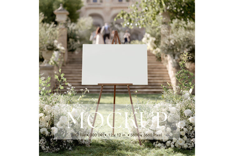 Welcome Sign Mockup Photo Frame Wedding Sign Canvas Mockup example image 1