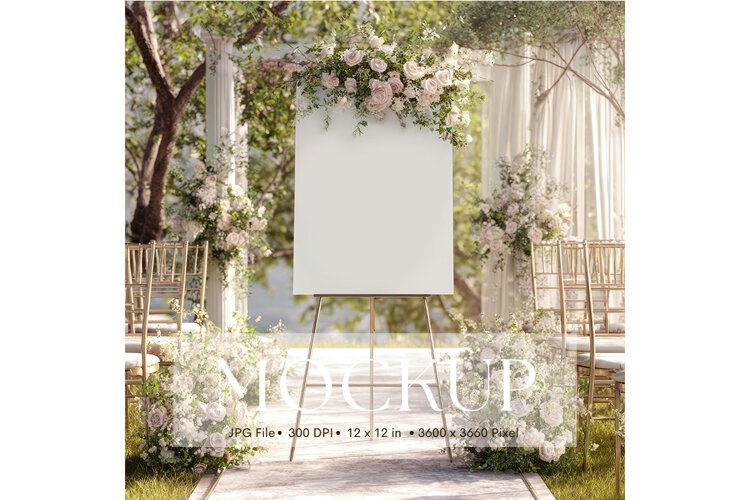 Welcome Sign Mockup Photo Frame Wedding Sign Canvas Mockup example image 1