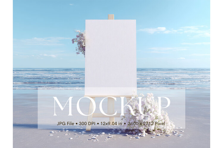 Welcome Sign Mockup Photo Frame Wedding Sign Canvas Mockup example image 1