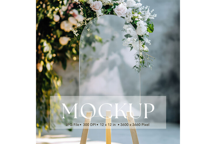 Welcome Sign Mockup Photo Frame Wedding Sign Canvas Mockup example image 1