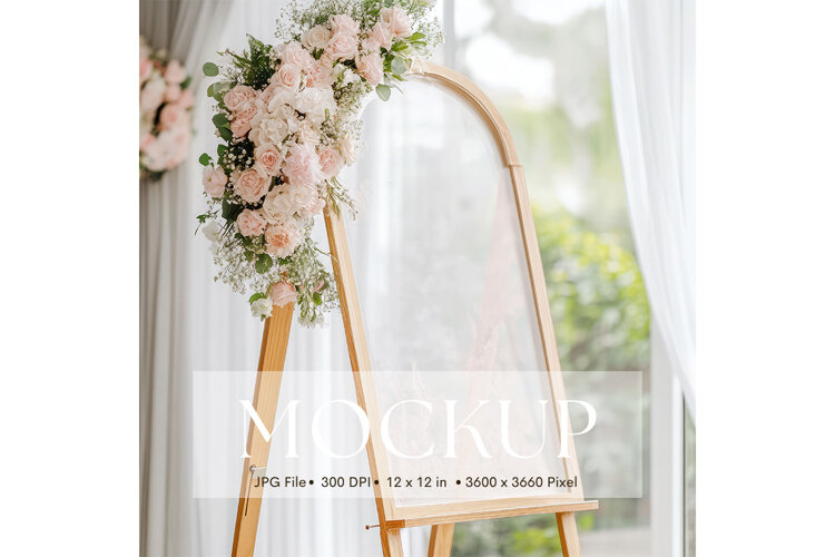 Welcome Sign Mockup Photo Frame Wedding Sign Canvas Mockup example image 1