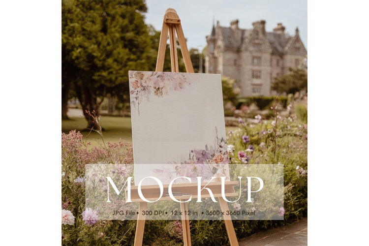 Welcome Sign Mockup Photo Frame Wedding Sign Canvas Mockup example image 1