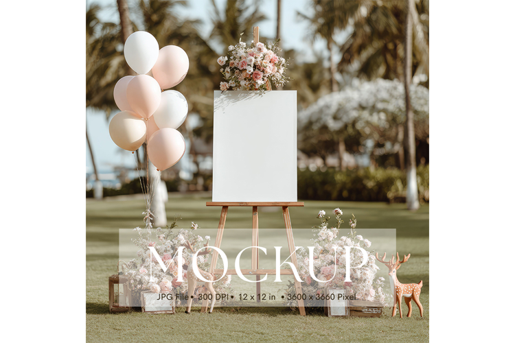Welcome Sign Mockup Photo Frame Wedding Sign Canvas Mockup