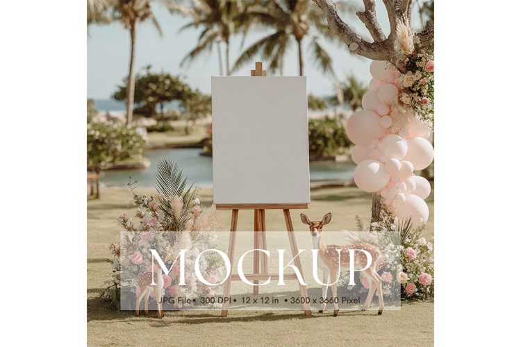 Welcome Sign Mockup Photo Frame Wedding Sign Canvas Mockup