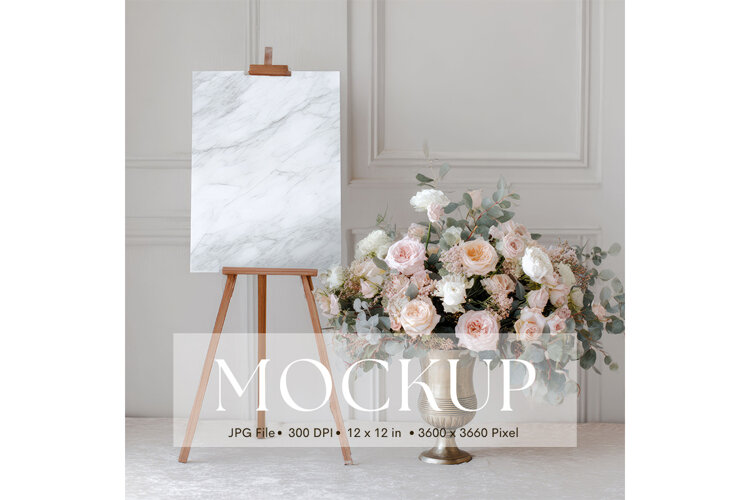 Welcome Sign Mockup Photo Frame Wedding Sign Canvas Mockup example image 1