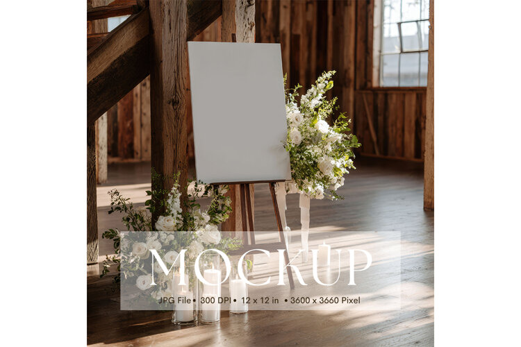 Welcome Sign Mockup Photo Frame Wedding Sign Canvas Mockup example image 1
