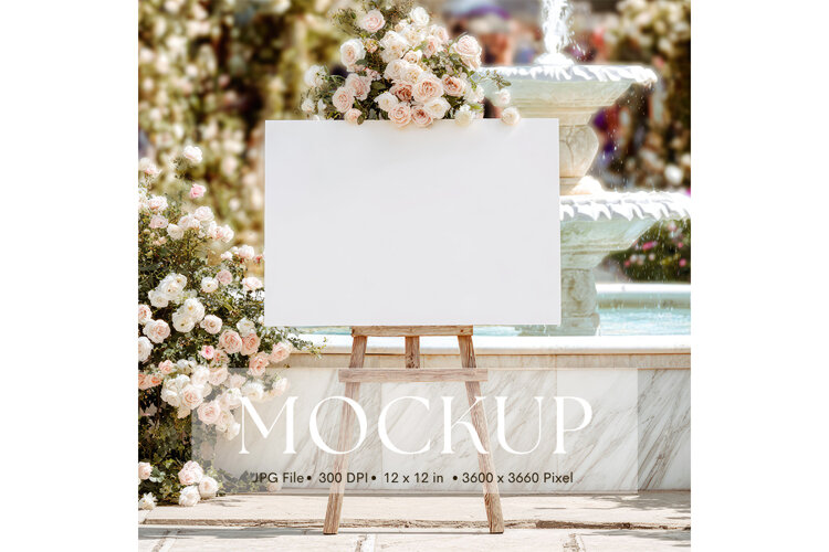 Welcome Sign Mockup Photo Frame Wedding Sign Canvas Mockup example image 1
