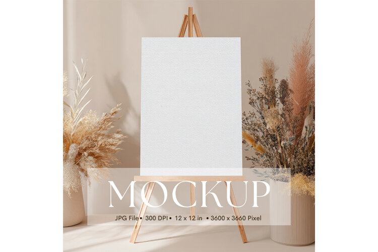 Welcome Sign Mockup Photo Frame Wedding Sign Canvas Mockup example image 1