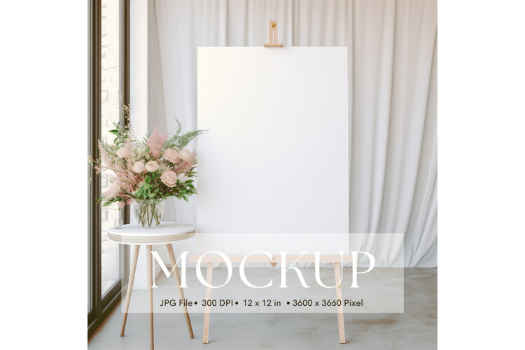Welcome Sign Mockup Photo Frame Wedding Sign Canvas Mockup example image 1