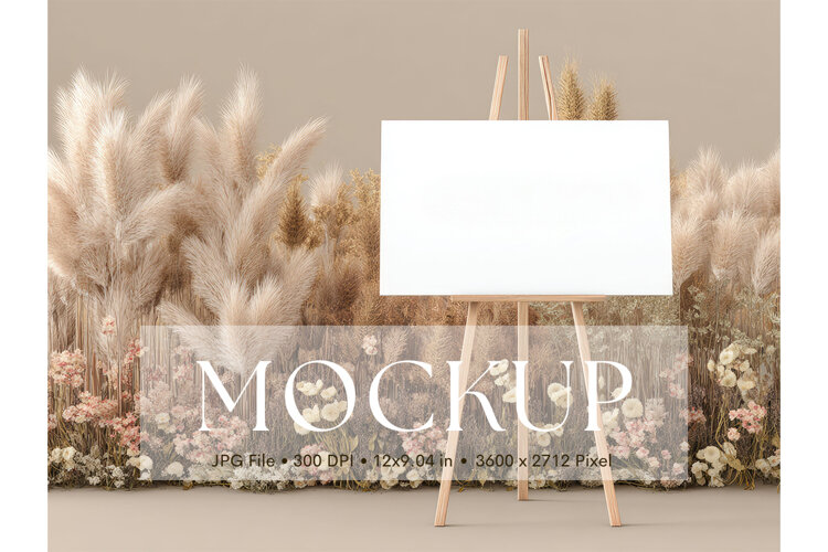 Welcome Sign Mockup Photo Frame Wedding Sign Canvas Mockup example image 1