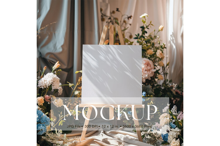 Welcome Sign Mockup Photo Frame Wedding Sign Canvas Mockup example image 1