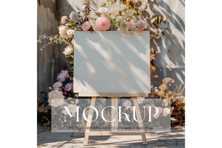 Welcome Sign Mockup Photo Frame Wedding Sign Canvas Mockup example image 1