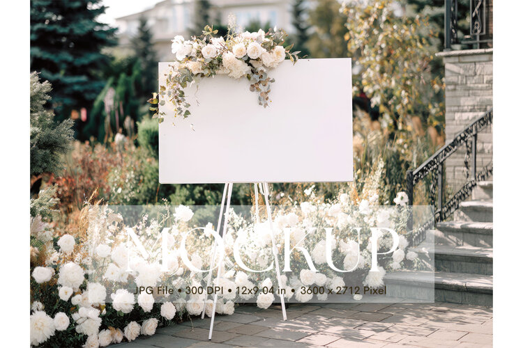 Welcome Sign Mockup Photo Frame Wedding Sign Canvas Mockup example image 1