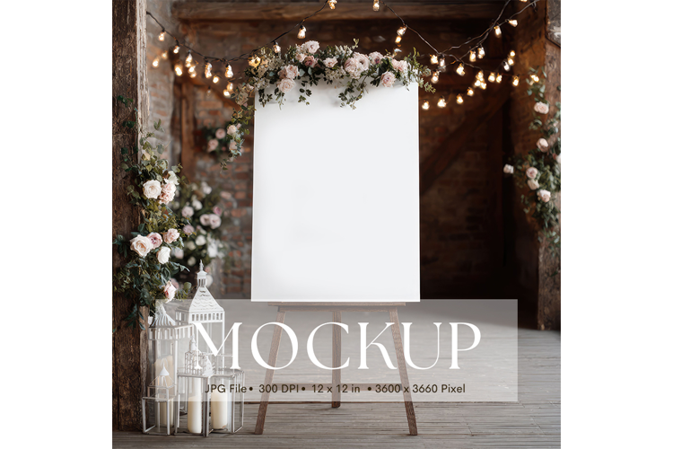 Welcome Sign Mockup Photo Frame Wedding Sign Canvas Mockup4