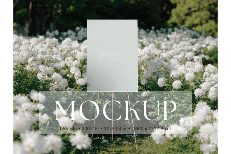 Welcome Sign Mockup Photo Frame Wedding Sign Canvas Mockup example image 1