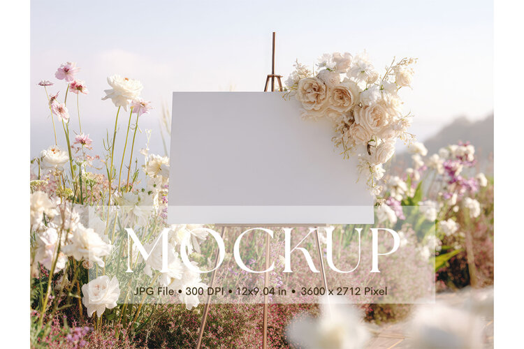 Welcome Sign Mockup Photo Frame Wedding Sign Canvas Mockup example image 1