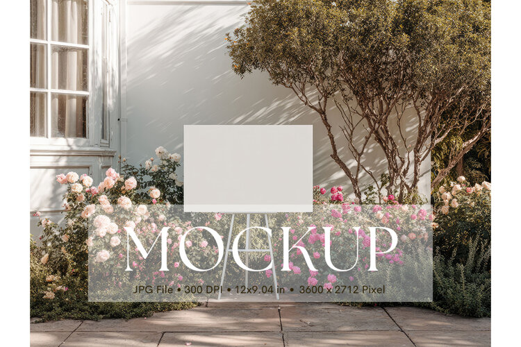 Welcome Sign Mockup Photo Frame Wedding Sign Canvas Mockup example image 1