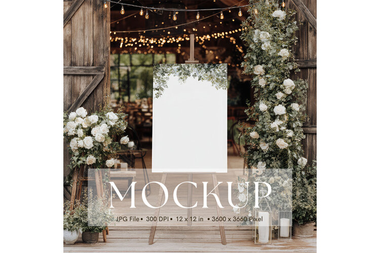 Welcome Sign Mockup Photo Frame Wedding Sign Canvas Mockup6 example image 1